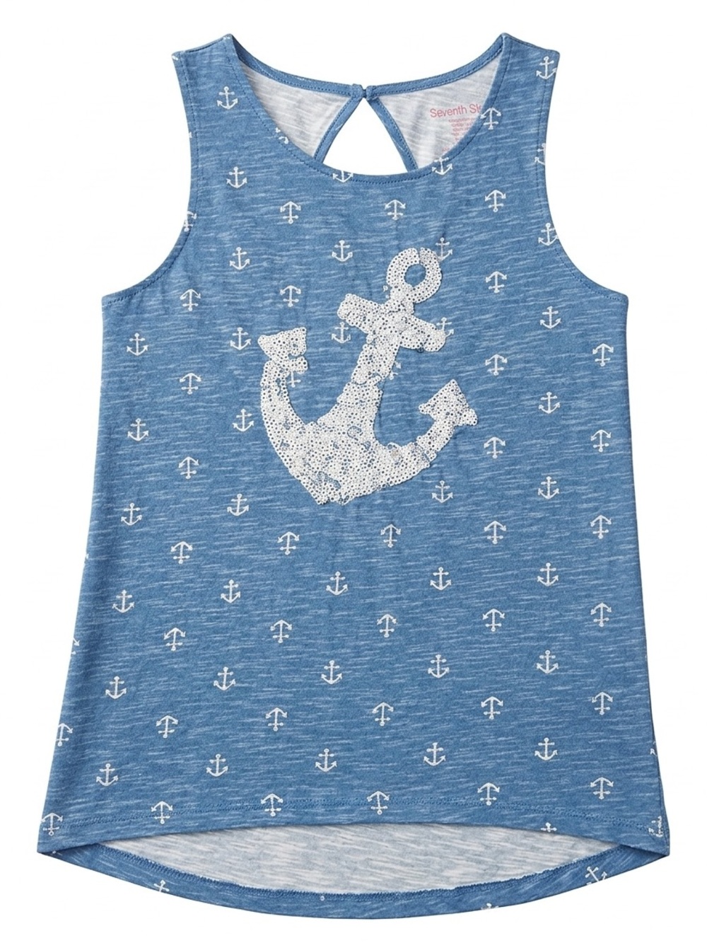 Savannah Girls Nautical Anchor sequin Top Size M (10/12)